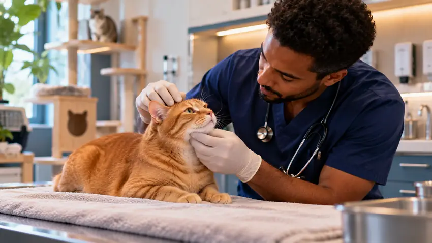 Gato durante consulta de medicina felina